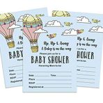Inkdotpot 30 Cinsiyet Nötr Bebek Partisi Davetiye Kartı Up & Away Baby On The WayFill in Blank Davetiyeleri