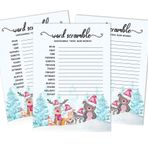 Inkdotpot 50 adet Baby Shower Word Scramble Oyun Kartları Cinsiyet Nötr Kış Orman Temalı Parti Malzemeleri Eğlence Bebek Partisi Oyun Hediyeleri
