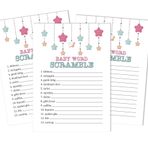 Inkdotpot 50 adet Baby Shower Word Scramble Oyun Kartları Cinsiyet Nötr Yıldız Parti Malzemeleri Eğlence Bebek Partisi Oyun Hediyeleri