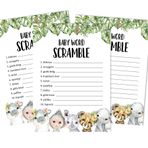 Inkdotpot 50 adet bebek duşu, kelime Scramble oyun kartları, safari, orman hayvanları, parti malzemeleri, eğlenceli bebek partisi, oyun hediyeleri