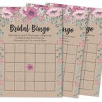 Inkdotpot 50 Rustik Kraft Çiçekli Bingo Oyun Kartları Gelin Düğün Duş Bekarlığa Veda Partisi için Toplu Boş Kare Hediye Fikirleri