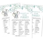 Inkdotpot 50 yaprak para cüzdanında ne var var ise, Baby Shower oyun kartları, bebek fil cinsiyet nötr aktivite kartları, parti fikri, bebek shower parti temini