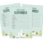 Inkdotpot 50'li Paket Bebek Kelime Scramble Bebek Duş Oyun Kartları Lama Cinsiyet Nötr Parti Malzemeleri Eğlenceli Bebek Partisi Oyun Hediyeleri