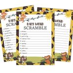 Inkdotpot 50'li Paket Bebek Kelimesi Scramble Baby Shower Oyun Kartları Cinsiyet Nötr Orman Hayvanları Parti Malzemeleri Eğlence Bebek Partisi Oyun Hediyeleri