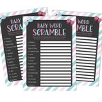 Inkdotpot 50'li Paket Bebek Kelimesi Scramble Baby Shower Oyun Kartları It's A Boy It's A Girl Çizgili Cinsiyet Açıklama Parti Malzemeleri Eğlence Bebek Partisi Oyun Hediyeleri