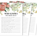 Inkdotpot 50'li Paket Çiçekli Who Know The Bride Best How Well Do You Know The Bride Gelin Partisi Bekarlığa Veda Partisi Oyunu Aktivite Kartları