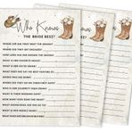 Inkdotpot 50'li Paket Cowgirl Who Know The Bride Best How Well Do You Know The Bride Gelin Partisi Bekarlığa Veda Partisi Oyunu Aktivite Kartları