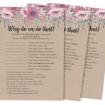 Inkdotpot 50'li Paket Rustik Kraft Çiçekli Why Do We Do That Gelin Düğün Duş Oyunu Bekarlığa Veda Partisi Etkinlik Oyun Kartları