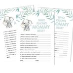 Inkdotpot Bebek Fil Cinsiyet Nötr Who Knows Mommy Best Baby Shower Oyun Kartları Eğlenceli Aktivite Kartları 50'li Parti Temalı Set
