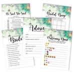 Inkdotpot Çiçek Yeşillik Temalı Bekarlığa Veda Partisi Oyunları 5'li Set (50 Misafir için Aktiviteler) Düğün Duş Eğlenceli Oyun Seti