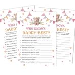 Inkdotpot Cinsiyet Nötr 50'li Paket Who Knows Daddy Best Baby Shower Oyun Kartları Parti Eğlenceli Aktivite Kartları