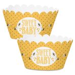 Inkdotpot Dipsiz Cupcake Sarmalayıcılar, Bebek Duşu, Bal Arısı Ayarlanabilir Kupa Kek Gömlekleri Parti Malzemeleri, Erkek Kız Bebek Duş Süslemeleri - 30'lu Paket