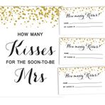 Inkdotpot How Many Kisses for The Soon to Be Mrs Altın Konfeti Beyaz Gelin Duş Oyunu 1 İşaret + 30 Kart