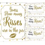 Inkdotpot How Many Kisses in The Jar Altın Konfeti Gelin Duş Oyunu 1 Levha + 30 Kart Beyaz