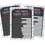 Inkdotpot It's A Boy It's A Girl Who Knows Daddy Best Baby Shower Oyun Kartları Eğlence Aktivite Kartları 50'li Set Çizgili Cinsiyet Açıklama Parti Teması