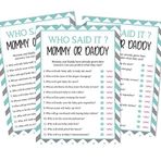 Inkdotpot Mommy Or Daddy Who Said it Game Its A Boy Its A Girl Chevron Cinsiyet Açıklama 50'li Set Eğlenceli Bebek Partisi Oyun Parti Malzemesi