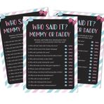 Inkdotpot Mommy Or Daddy Who Said it Game Its A Boy Its A Girl Çizgili Cinsiyet Açıklama 50'li Set Eğlenceli Bebek Partisi Oyun Parti Malzemesi