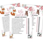 Inkdotpot Mommy Or Daddy Who Said it Oyun Cinsiyet Nötr Çiçek ve Hayvanlar 50'li Set Eğlenceli Bebek Partisi Oyun Parti Malzemeleri