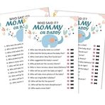 Inkdotpot Mommy Or Daddy Who Said it Oyun Cinsiyet Nötr Fil 50'li Set Eğlenceli Bebek Partisi Oyun Parti Malzemesi