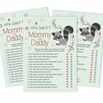 Inkdotpot Mommy Or Daddy Who Said it Oyun Cinsiyet Nötr Hayvanlar 50'li Set Eğlenceli Bebek Partisi Oyun Parti Malzemesi