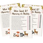 Inkdotpot Mommy Or Daddy Who Said it Oyun Cinsiyet Nötr Orman Hayvan Eğlenceli Bebek Duş Oyunu Parti Malzemeleri 50'li Set -HG67