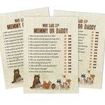 Inkdotpot Mommy Or Daddy Who said it Oyun Cinsiyet Nötr Orman Hayvanları 50'li Set Eğlenceli Bebek Partisi Oyun Parti Malzemesi-6798