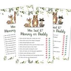 Inkdotpot Mommy Or Daddy Who Said it Oyun Cinsiyet Nötr Yapraklar ve Hayvanlar 50'li Set Eğlenceli Bebek Partisi Oyun Parti Malzemeleri