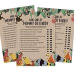 Inkdotpot Mommy Or Daddy Who Said it Oyun Cinsiyet Nötr Yeşillik ve Hayvanlar 50'li Set Eğlenceli Bebek Partisi Oyunu Rustik Kraft Parti Malzemesi