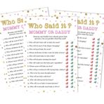 Inkdotpot Mommy Or Daddy Who said it Oyun Konfeti Yıldız Cinsiyet Nötr Set 50 Eğlenceli Bebek Partisi Oyun Parti Malzemesi