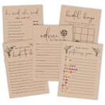 Inkdotpot Rustik Kraft Kağıt Temalı Gelin Oyunları 5'li Set (50 Misafir için Etkinlikler) Eğlenceli Bekarlığa Veda Partisi Oyunları Paket Seti