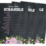 Inkdotpot Scramble Bridal Shower Oyun Kartları Çiçekli Çay Parti Düğün Malzemeleri 50'li Paket Düğün Sözcüğü
