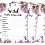 Inkdotpot Scramble Bridal Shower Oyun Kartları Çiçekli Parti Düğün Malzemeleri 50'li Paket Düğün Sözcüğü