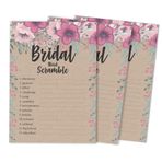 Inkdotpot Scramble Bridal Shower Oyun Kartları Rustik Kraft Çiçekli Parti Düğün Malzemeleri 50'li Paket Düğün Sözcüğü
