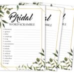 Inkdotpot Scramble Bridal Shower Oyun Kartları Yeşillik Parti Düğün Malzemeleri 50'li Paket Düğün Sözcüğü