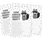 Inkdotpot Who Knows Mommy Best Baby Shower Oyun Kartları Eğlence Aktivite Kartları 50'li Set Orman Hayvanları Parti Teması