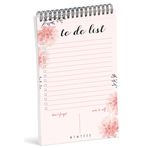 Inkdotpot Yapılacaklar Listesi Not Defteri – 15,24 cm x 22,86 cm Kağıt Kırtasiyesi, Çiçekli Yapılacaklar Listesi Spiral Not Defteri Günlük Kontrol Listesi - Motivasyon Organizatör Planlayıcı Liste Defteri - Not Defteri Koparılabilir (50 Sayfa)