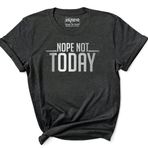 Inkmeso Kadın Alıntı Üst "Nope Not Today" Grafik Baskılı Tişört, Heather Koyu Gri (gümüş Folyo), XL