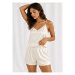 İNKO İÇ GİYİM Saten Beyaz Ayarlanabilir Askılı Pijama Takımı