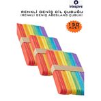 inkspire 150'li Renkli Geniş Ahşap Dil Çubuğu Dondurma Çubuğu Abeslang Çubuğu Renkli Kalın Maket Proje Çubuğu