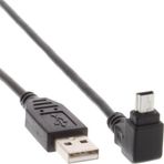 InLine 34120 USB 2.0 Mini Kablo, Fiş A Mini-B Konnektör (5 kutuplu) üst açılı 90°, siyah, 2 m