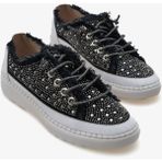 İnna Butikk Vola Kadın Dolgu Sneaker Spor Ayakkabı - Siyah Platin Taş