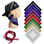 INNAL 8 adet bandana baş örtüsü - Unisex şal deseni kadın ve erkek için - bilekler, boyun, baş için kovboy fular - 54 x 54 cm, Siyah, beyaz, parlak kırmızı, safir mavisi, bordo kırmızısı, koyu mor