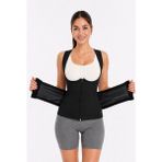 Inner Vision Kadın Termal Sauna Neopren Korsesi – Terletici Bel İnceltici Fermuarlı Vücut Şekillendirici Spor Korse - Siyah - 2XL - 3XL