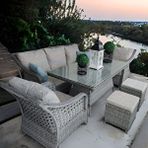 Innobond Bahçe Balkon Mobilyası Aluminyum Rattan Venedik 3-1-1 Ve Masa Gri