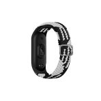 Innocase Xiaomi Mi Band 5 Uyumlu Krd-49 Örgü Zore Kordon-Siyah-Beyaz