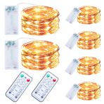 innolife 6 Paket LED Peri Dize Işıkları Uzaktan Kumanda ve Zamanlayıcı ile Akülü, Yatak Odası Noel Düğün Partisi Kapalı Dış Dekorasyon için 10 Ft 30 LED Bakır Tel Parıltılı Işıklar