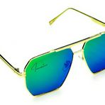 Innovative Trendz Yeni Büyük Boy Polarize Havacı Altıgen Güneş Gözlüğü Kadın Erkek Vintage Tonları UV400 Klasik Büyük Metal, Altın/Mavi, One Size Fits Most