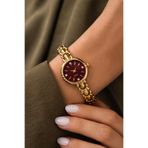 İnogge Violes Gold Kadın Kol Saati – Vintage Luxury Taş Detaylı Bordo Zarif Çelik Bileklik Saat | Old Money Minimal Tasarım Kadın Saat