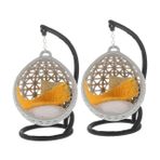 INOOMP 2 Adet Minyatür Bebek Evi Salıncak Sandalye Seti DIY Mini Ev Düzeni İçin Küçük Mobilyalar El Sanatları İçin Minyatür Sandalyeler Bebek Evi Mobilya Aksesuarları 130