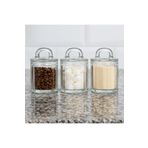 İnova Home Decor 3 Adet Kaşık Bölmeli Kapaklı Baharatlık-Şekerlik-Kalın Cam Kavanoz Seti - 300 ml.